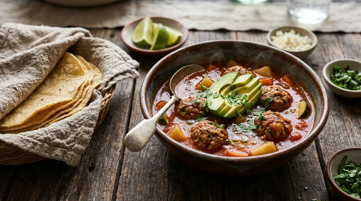 Mexican Albóndigas with Chipotle and Mint